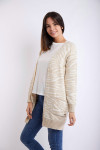 Lang beige damesvest SKYLER ZEBRAS