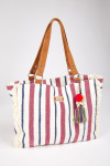 Zalae Synaelle Red Striped Shopping Bag