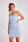Vestido corto de verano azul de cuadros Paloma Carolyn