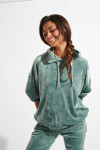 BRADLEY SEALAKE almond green velvet sweatshirt