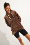 BRADLEY SEALAKE taupe velvet sweatshirt