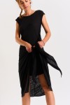 Zwarte geknoopte T-shirt jurk Juliana Caraiva