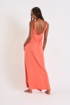 ENOHA PAULA long orange cotton dress with straps