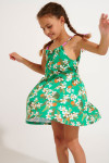 Girls' BAPO KELEPOA green floral mini dress