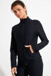 Cardigan sportivo con zip nero FOCUS WELLBLISS