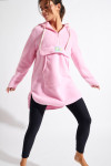 Maglione lungo in pile rosa SNOWBOWL ISILA