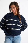 Maglione in jacquard blu navy AFTON NIRKO