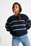 AFTON NIRKO navy blue jacquard jumper