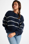 AFTON NIRKO navy blue jacquard jumper