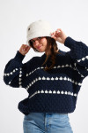 AFTON NIRKO navy blue jacquard jumper