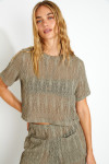 PAIGES BEACHSOUL khaki openwork t-shirt