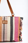 ZALAE VARCELIA striped pink canvas tote bag