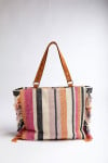 ZALAE VARCELIA gestreepte roze canvas tote bag