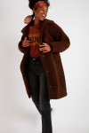 ANAE LAUVIA women's long brown bouclé knit coat