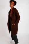 ANAE LAUVIA women's long brown bouclé knit coat