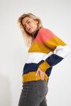 KAIS MALLOW Women's Striped Mustard Sweater