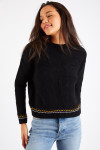 Maglione da donna nero jacquard palme Skye Kinsealy