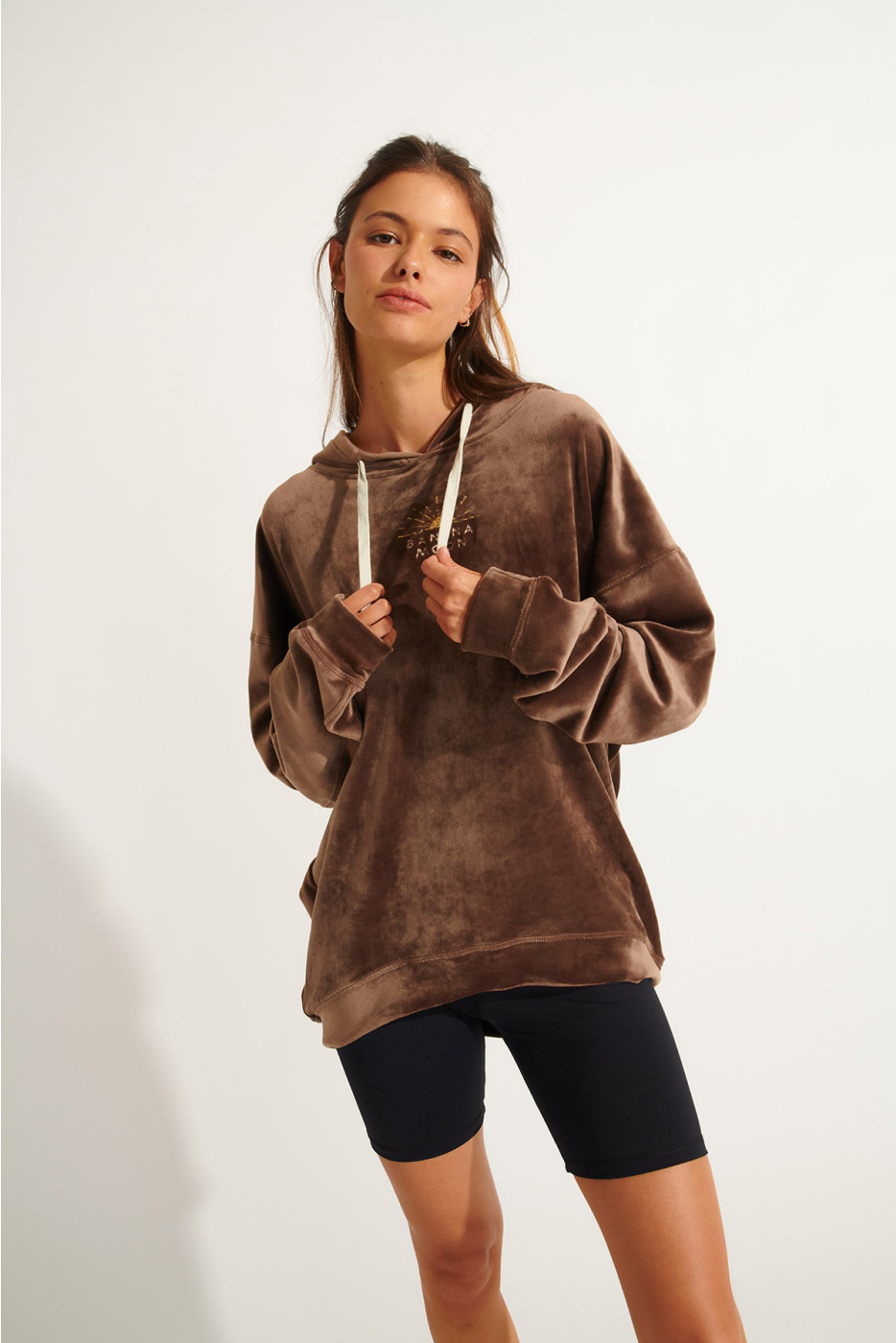 BRADLEY SEALAKE taupe velvet sweatshirt