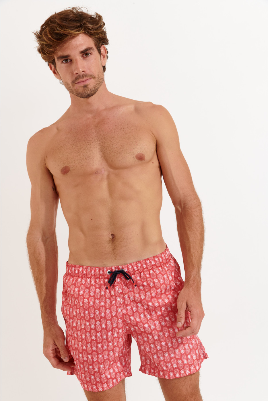 Short de bain homme rouge imprimé ananas MANLY OCOONOR