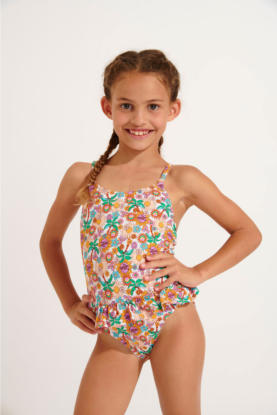 Maillot de bain 1 pièce fillette fleuri LEAFY DAISYDREAM