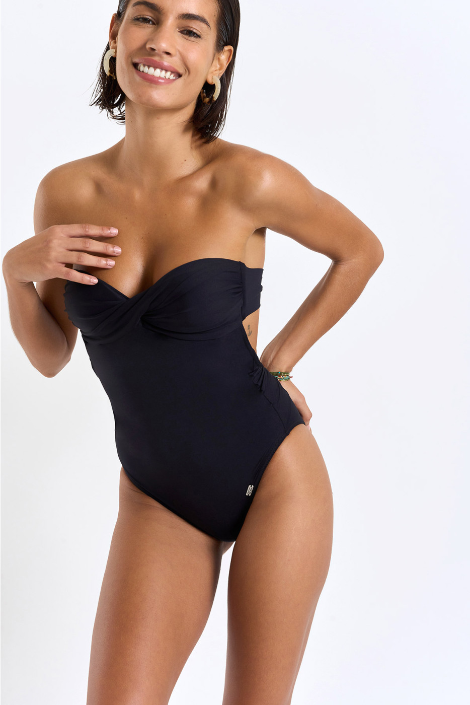 Maillot de bain 1 pièce noir TWIST UNI