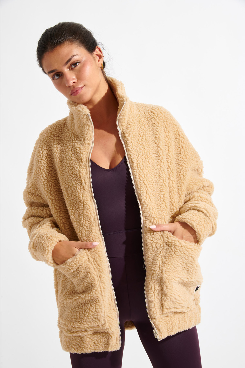 CARNIGHT SAIKO camel bouclé fleece jacket