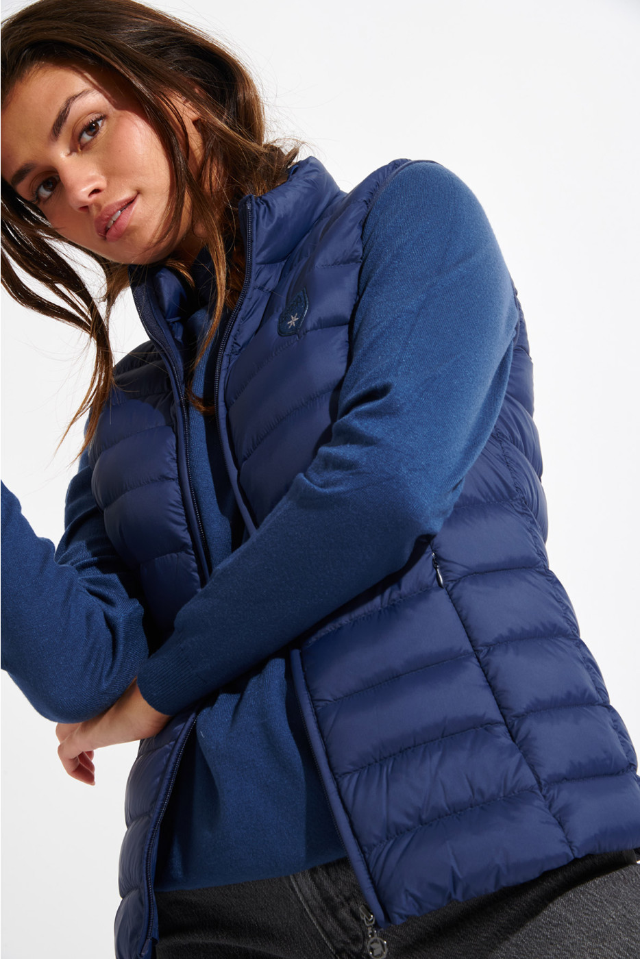 ULLA DURHAM navy blue sleeveless padded jacket