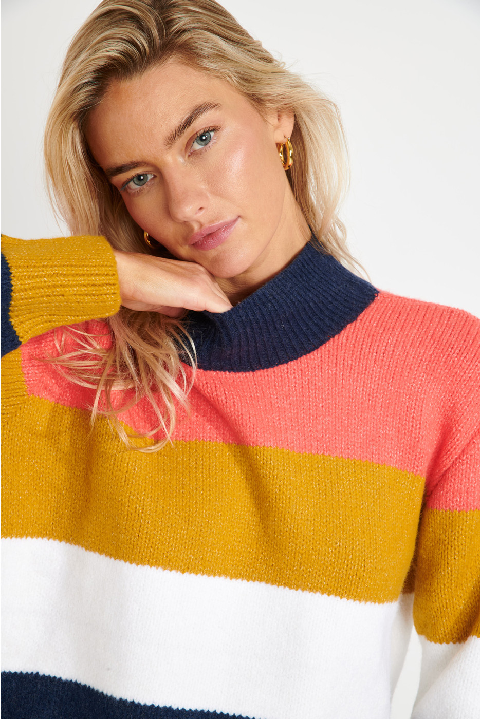 KAIS MALLOW Women's Striped Mustard Sweater