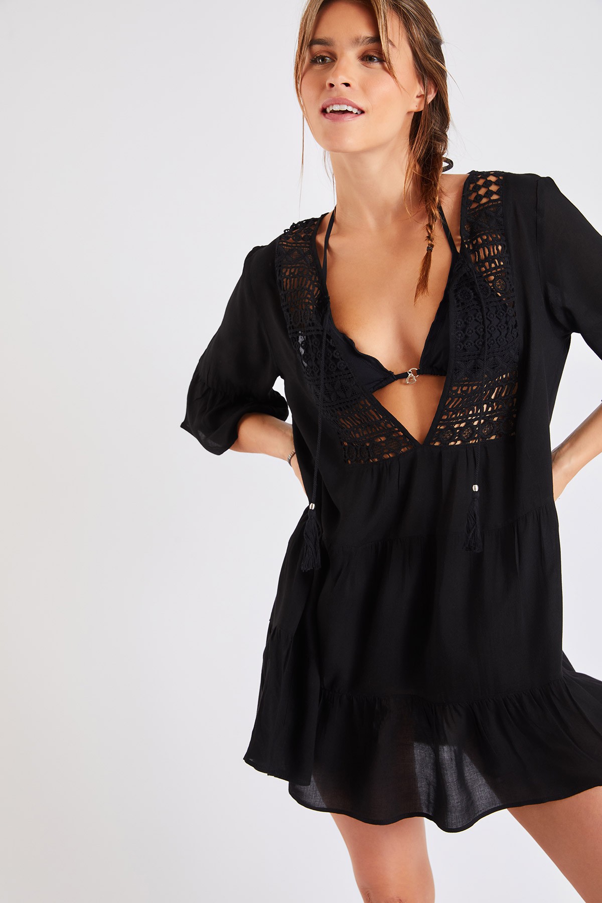 Interactie galblaas Verstikkend Zwarte beachwear tuniek Louise Salty | Banana Moon®