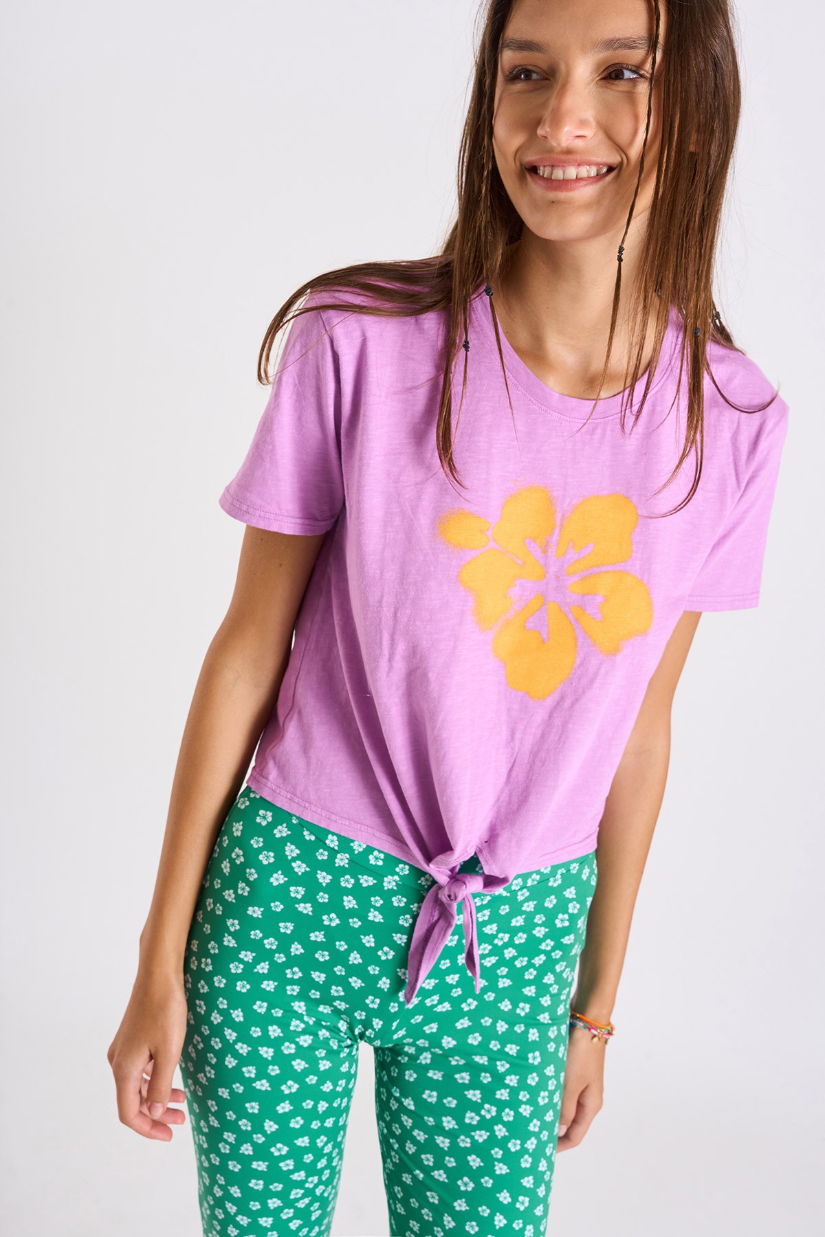 t-shirt tied Chado women\'s lilac | Teeclub Moon® Banana