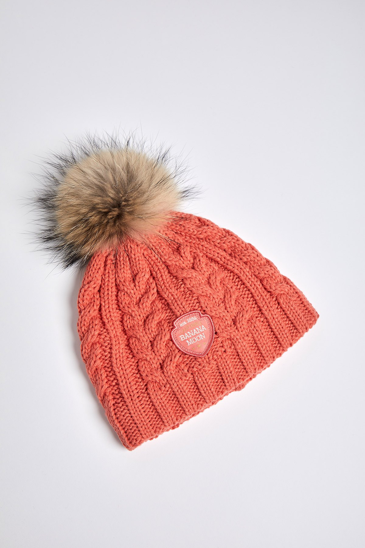 coral bobble hat