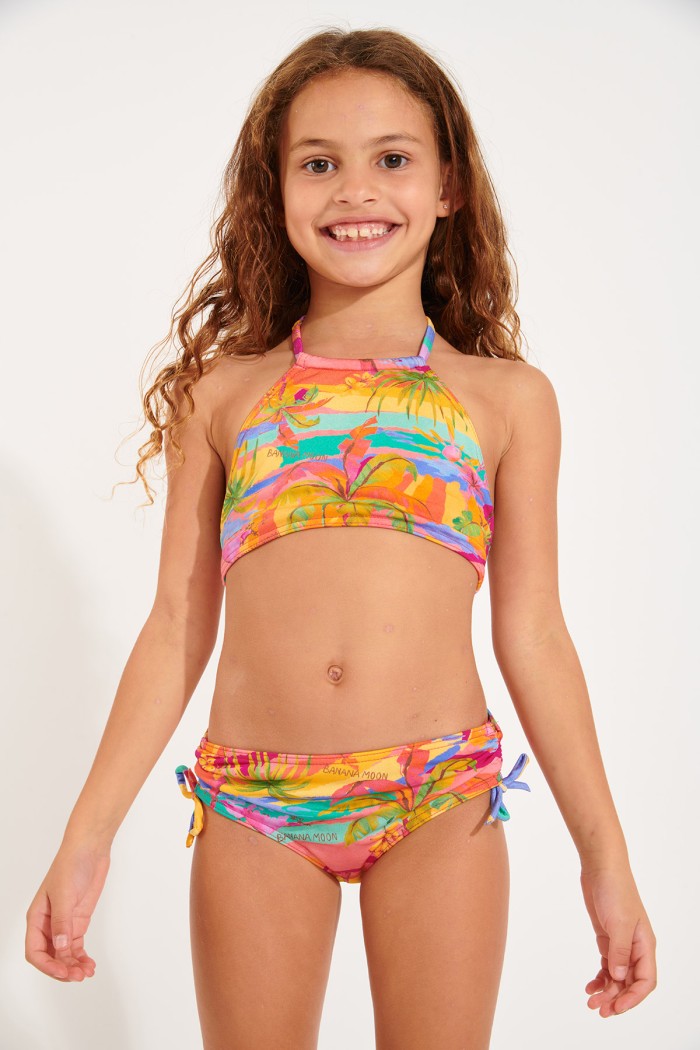  Kids Child Girls 3 Piece Swimsuits Bathing Suit Soild