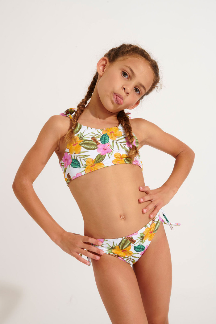 Cute Baby Suits Teens Toddler Girl 2 Piece Swimsuit Sport Floral Prints High