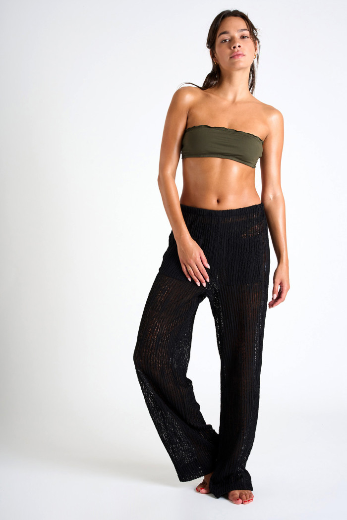 Pantalon de plage noir ajouré OSMOZE BEACHSOUL