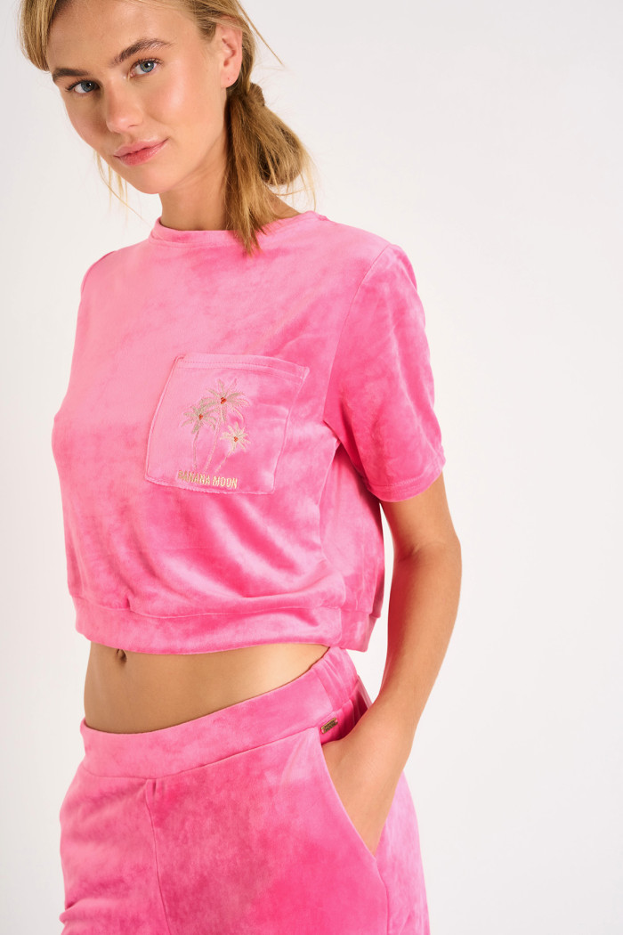 Top de terciopelo rosa CHLOE SEALAKE