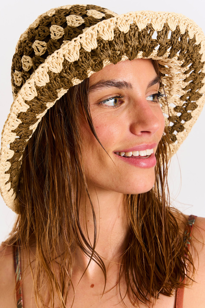 Fernando Loeva khaki crochet sun hat