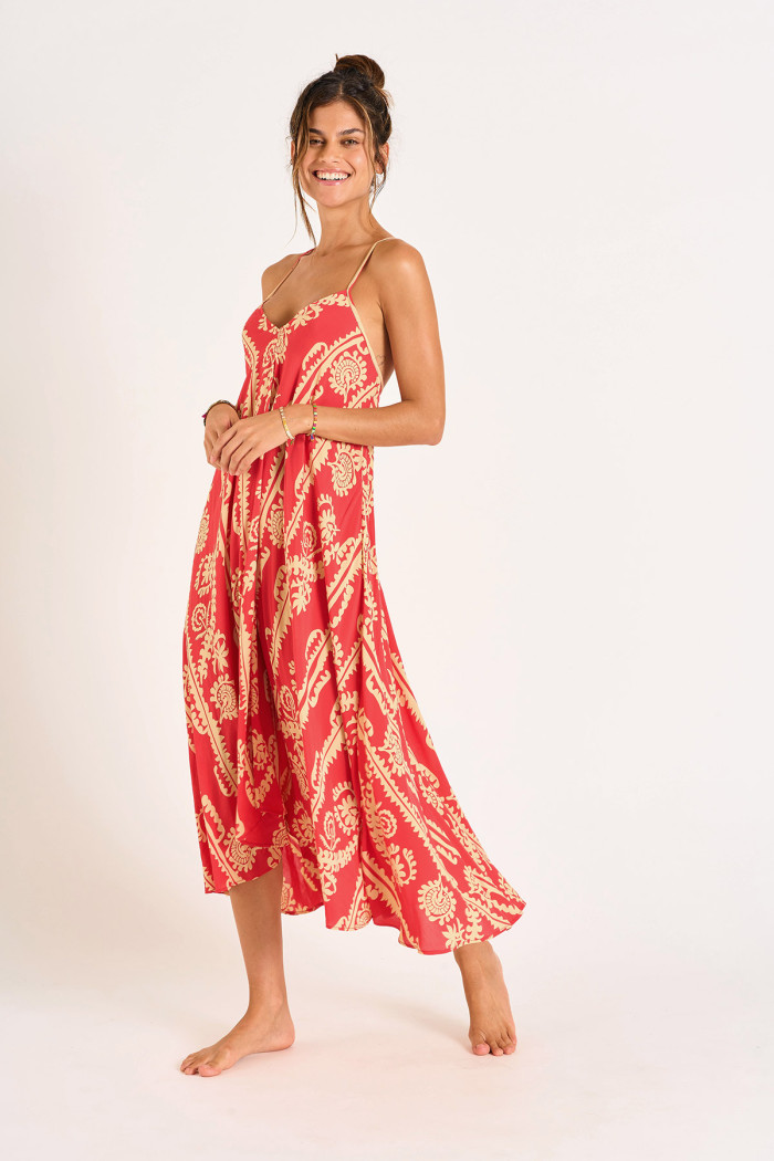 OLIANA SARONG red maxi dress