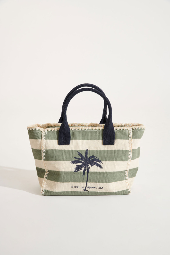 Lohan Ani small khaki striped beach bag