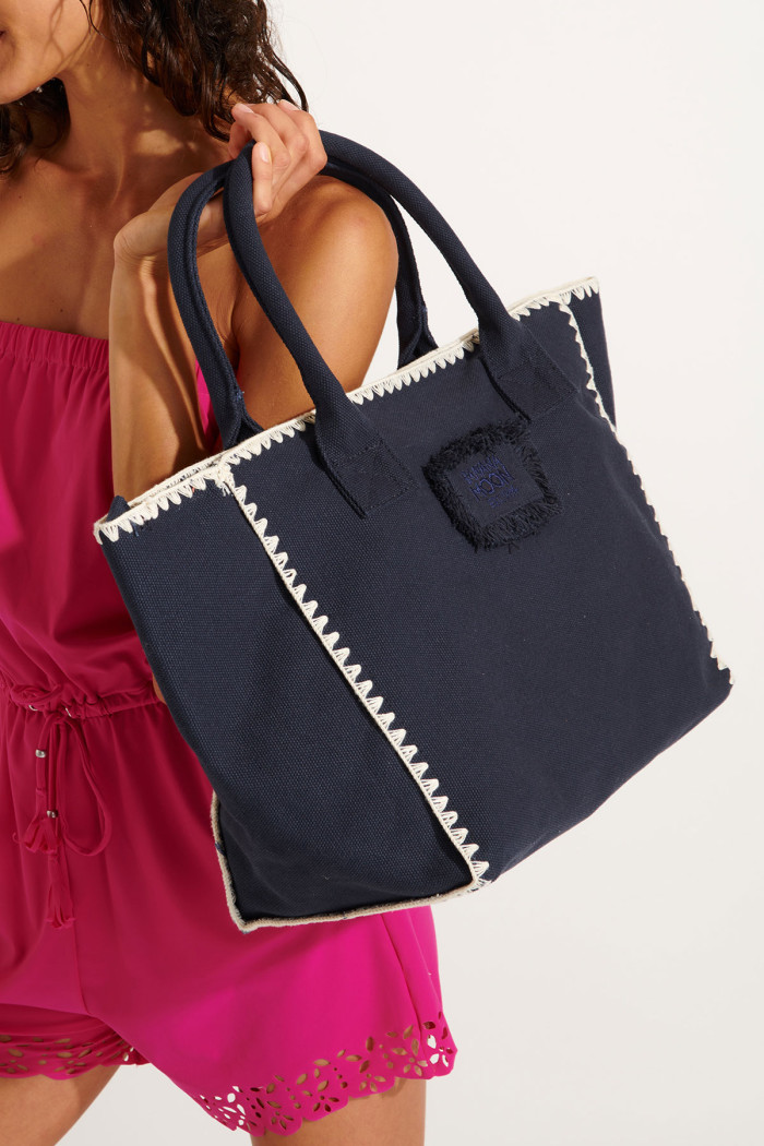 SETA CARLINA navy blue tote bag