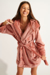 ZARELA PILO fleece rosewood bathrobe