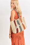 ANSELMO MADIGUI Grey striped crochet tote bag