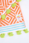 Fouta de plage orange imprimé losanges NANCY MARBELLA