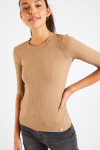 T-shirt a coste beige Cayden Leesburg