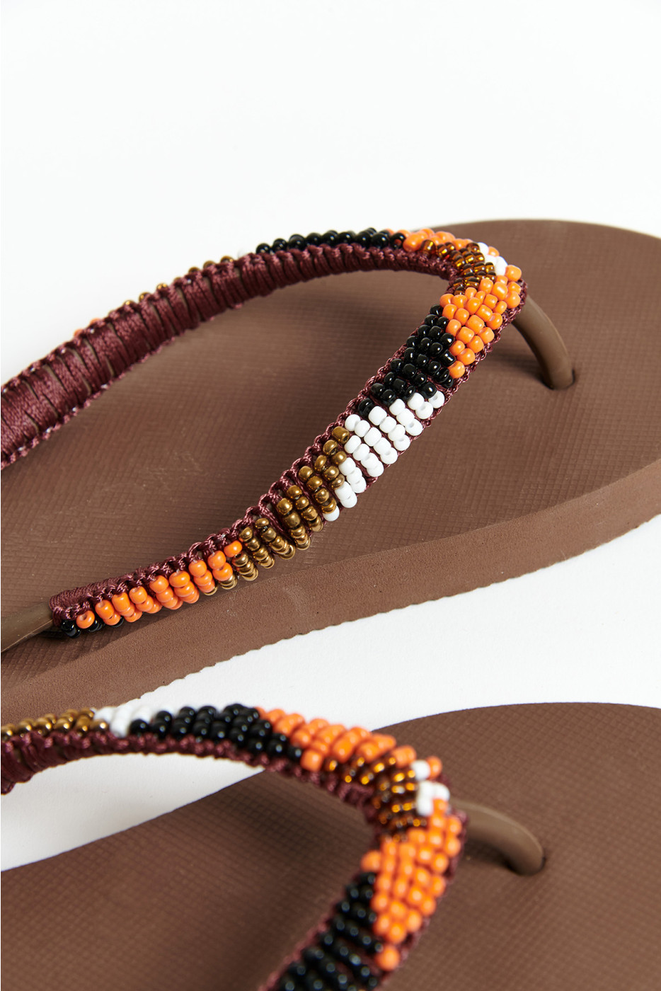 CALISUN SEASIDE Brown flip-flops with colored beads